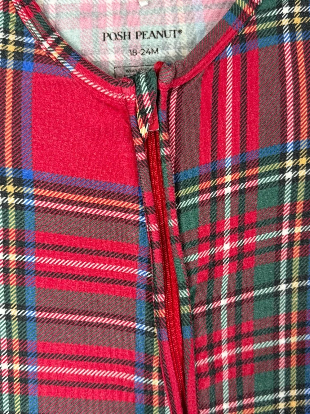 POSH PEANUT Tartan Christmas Plaid Bamboo Zip Sleeper - 18-24M